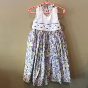 Girls floral dress with smocked flowers